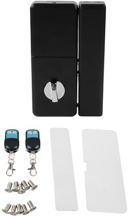 RASTKY Serratura per Porta con Telecomando di Controllo Accessi con Catenaccio in Lega di Alluminio Senza Chiave, Comoda Serratura Intelligente per Porta in Ferro di Legno, 2 Telecomandi