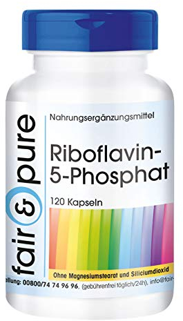 Fair & Pure Riboflavin-5-Phosphat, 120 Kapseln, aktives Vitamin B2, Nahrungsergänzungsmittel vegan ohne Magnesiumstearat, in Deutschland hergestellt