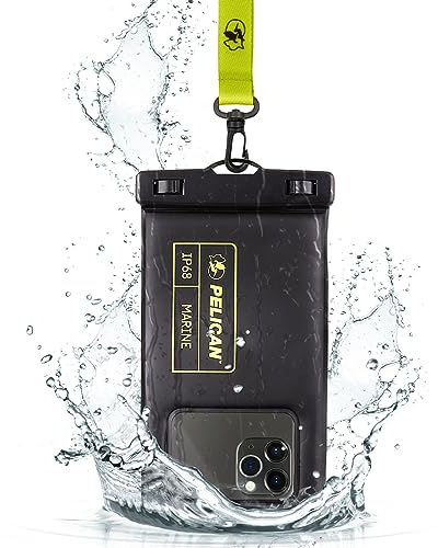 Pelican Marine – IP68 wasserdichte Handyhülle/Hülle (Normale Größe) – schwimmende, wasserdichte Handyhülle für iPhone 15 Pro Max/14 Pro Max/13 Pro Max/12/S24 Ultra – abnehmbares Umhängeband –