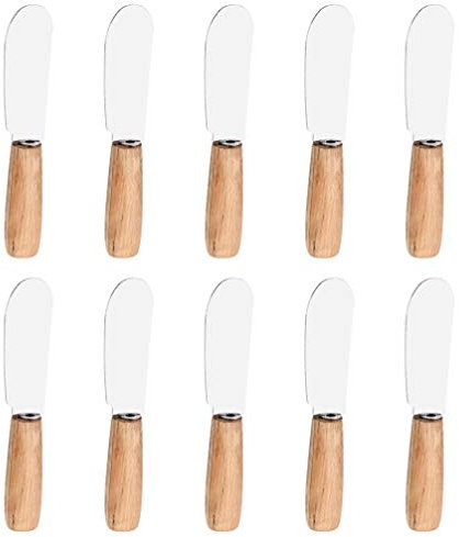 BESTonZON Streuset 10Er Pack Edelstahl Buttermesser Butterstreuer Griff aus Holz Server Küchenutensilien mit Griff für Frühstückspreads Käse Gewürze