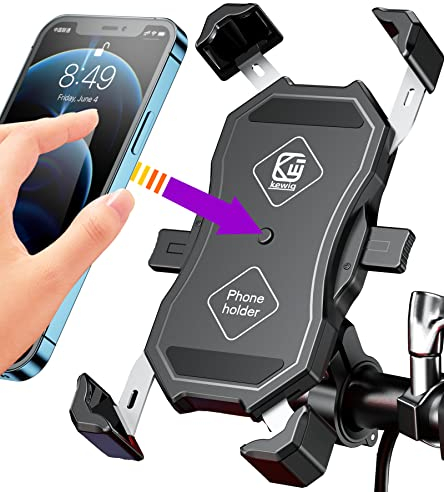 Handyhalterung Motorrad, Handyhalter Fahrrad, BRCOVAN EIN-Knopf-Automatikverriegelung 360 Drehung Outdoor Lenker Handy Halterung für 4-6,9 Zoll Smartphone mit Montagesockel Aus Aluminiumlegierung