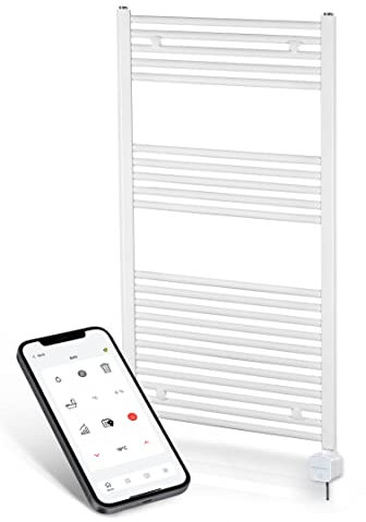 anapont Scaldasalviette elettrico da bagno, controllo W-LAN WiFi tramite app, scaldasalviette, scaldasalviette elettrico, prodotto in Germania, bianco 1175 × 500 mm