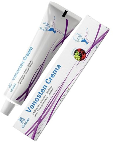 Venosten - Crema Vene Varicose e Capillari – Linfodrenante e Venotonica per Gambe Pesanti, Gonfie - con Resveratrolo, Troxerutina, Diosmina ed Escina - 100 ml - Logidex