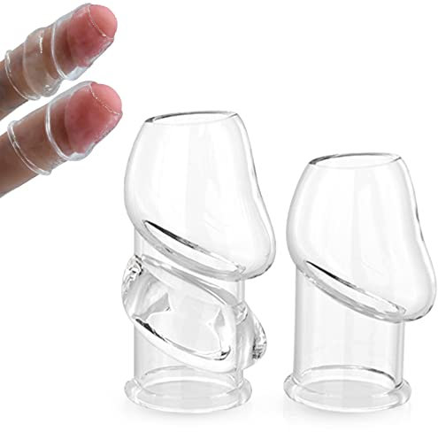 2er Pack Penismanschetten, Eichel Ring, elastischer Penishülle mit Öffnung, transparent Penis Sleeve Cock Cage Penis-Extender Penisvergröserung Erektionshilfe für Männer (A)