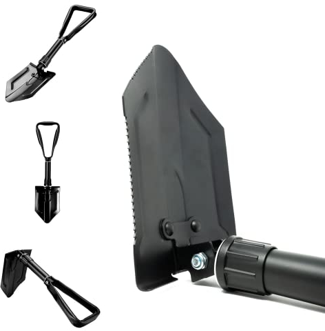 iChewie - Folding Emergency Shovel - Survival Entrenching Tool with Wood Saw Edge and Tactical Carry Case - 22.64 / 57.50cm, Black