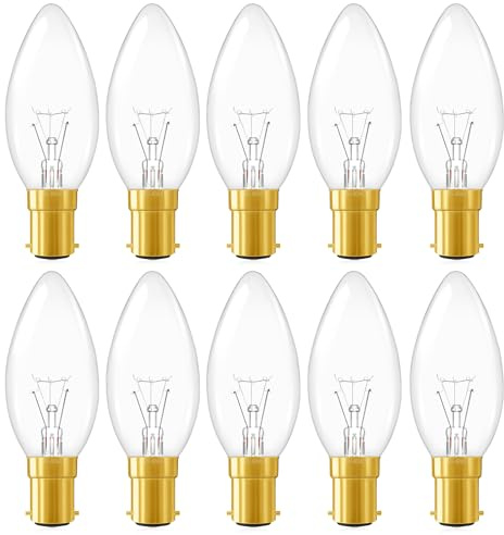 SCNNC B15 Candle Bulb C35 Dimmable 230 V, 400LM Warm White 2700K Candle Lights Decoration, Clear Bayonet Candle Light Bulb SBC B15 for Chandelier, Wall Lamp, Ceiling Light, Pack of 10