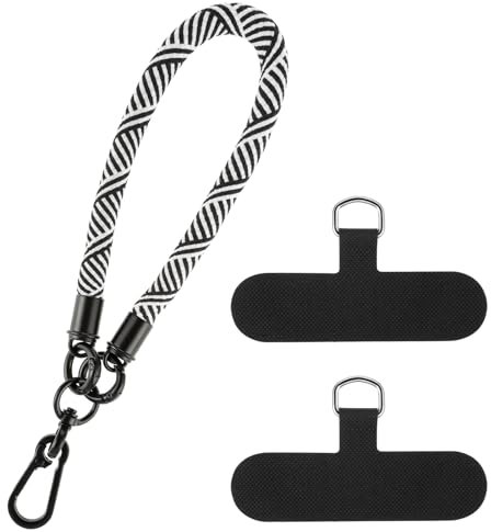 Amabro Correa de mano, cordón antipérdida para teléfono móvil con 2 parches ultrafinos, correa de mano corta, cordón para muñeca, bucle universal para llavero, accesorios para teléfono móvil (rayas)