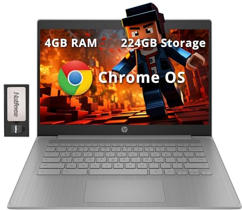 HP Chromebook Laptop HD de 14 Pulgadas para Negocios y Estudiantes, Intel Celeron N4120, 4 GB LPDDR4, 224 GB de Almacenamiento (eMMC de 64 GB + estación de Acoplamiento de 160 GB), gráficos UHD,