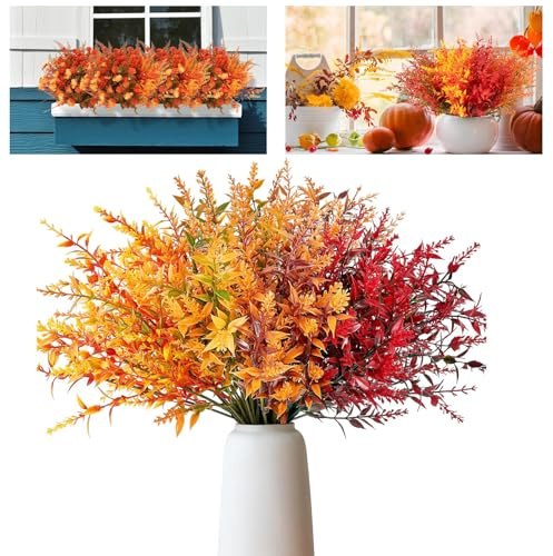 EnixwH 12 Bouquet Automne Artificielle Fleur Automne Bouquet De Fleurs Artificielles Deco Fleurs d'automne Artificielles Qui Ne Se Décolorent, Decoration Automne pour Intérieur et Extérieur