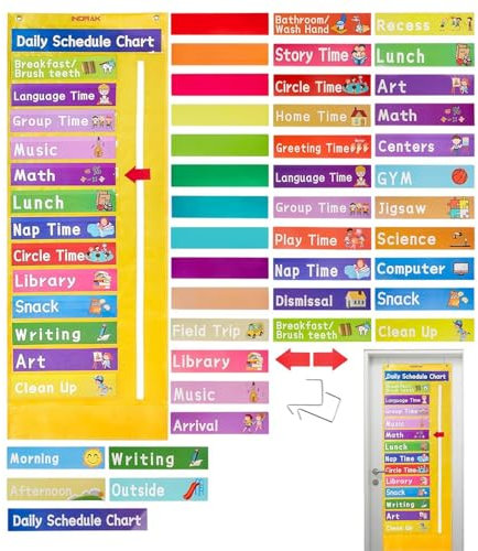 Grafico tascabile 'orario delle lezioni, programma giornaliero per bambini - Tabella organizzatore di attività quotidiane con carte | Grafico del calendario di routine multifunzione, sperimentare