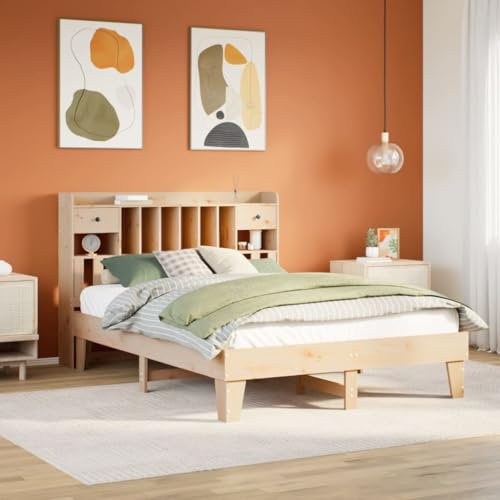 ShGaxin Sängstruktur utan madrass vit furuträ 140 x 200 cm, sängbotten, sängstruktur, sängram, sängram, sängram, sängsäng, sovsal - 3308843