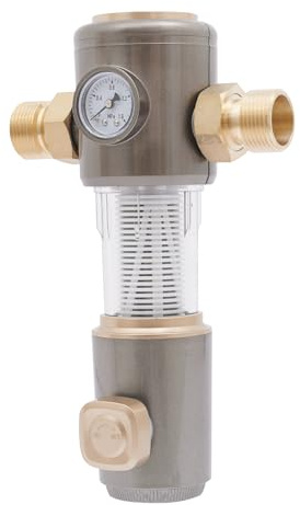 Filtro de retrolavado de 1 pulgada con reductor de presión, prefiltro de acero inoxidable de 40 µm para plantas de agua domésticas, enjuague automático, filtro de óxido y sedimentos, alto caudal (7T/h