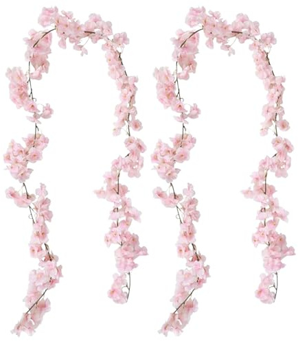 2 guirnaldas decorativas de flores de cerezo, 3,6 m de longitud total, flores de cerezo artificiales para decoración de habitaciones, bodas, fiestas, decoración del hogar, para diferentes ocasiones