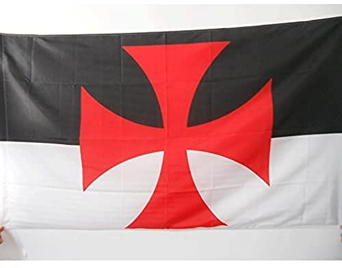 AZ FLAG - Drapeau Templiers Baussant - 150x90 cm - Drapeau Ordre Du Temple Beaucent 100% Polyester Avec Fourreau et cordelette - Pavillon 110 g