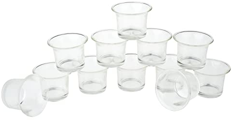 VBS XXL 12er-Pack Teelichtgläser klar geschwungen Ø 4,4cm, Höhe 4,5cm Teelichthalter