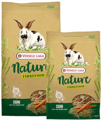 Versele-Laga Nature Fibrefood Cuni | 2,75 kg | Alleinfuttermittel für empfindliche Kaninchen | Abwechslungsreiche Mischung voller verschiedener Gräser und Gemüse | Getreidefrei