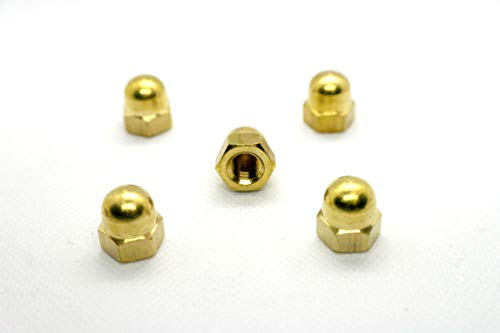 Tuercas de cúpula de latón, también conocidas como tuerca de bellota/tuerca hexagonal corona/tuerca ciega/tuerca de tapón. DIN1587. Paquete de 5. (M5, diámetro interior de 5 mm)