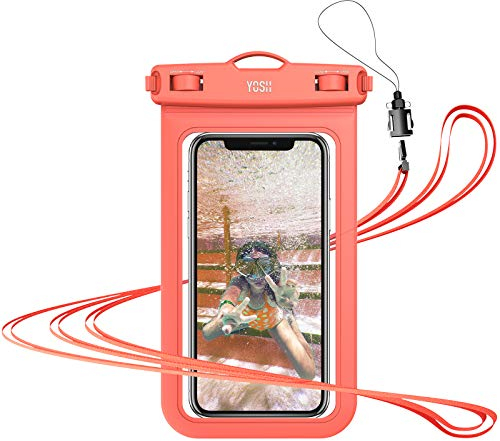 YOSH Orange wasserdichte Handyhülle, 6,8 Zoll IPX8 Unterwasser Handyhülle, Wasserfeste Handytasche Waterproof Phone Case für iPhone 16 15 14 13 12 11 Pro XS XR SE Samsung S24 S23 S22 Xiaomi Huawei