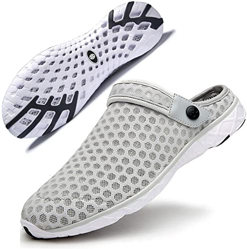 Träskor Strand Män Kvinnor Tofflor Sandaler Sommar Andas Trädgårdsskor Hav Dusch Slip-on Sabot Hem Tofflor 36-48, Ljusgrå, 42 EU