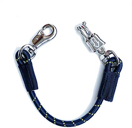 JA Horse Transport Elastik Anbinder Anbindestrick elastisch Gummianbinder Anbindekette mit Panikhaken und Bull snap für Reitsport Pferdeanhänger, Box und Stall (140 cm, schwarz)