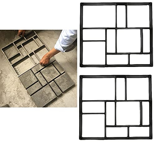 TuAut 2 stampi per pavimentazioni in Cemento e plastica, 45 x 40 cm, per pavimentazioni da Giardino, per pavimentazione, terrazzo, bricolage, vialetti, Fai da Te (2 Pezzi F 45 x 40 x 4 cm)