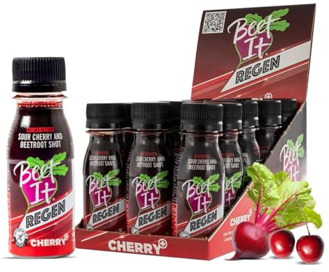 Beet It Regen Cherry+ Shot – Booste la récupération et l'endurance athlétique (lot de 15 x 70 ml)