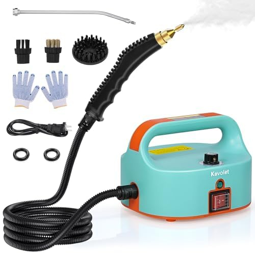 Kavolet Tragbarer Dampfreiniger, 1500W Hochtemperatur-Hochdruck-Reinigungsmaschine, 50–400 ml/min, 3,5-Bar Hand-Druckdampfreiniger, Steam Cleaner mit 3 Bürstenköpfen für Zuhause Küchen Teppiche Sofa