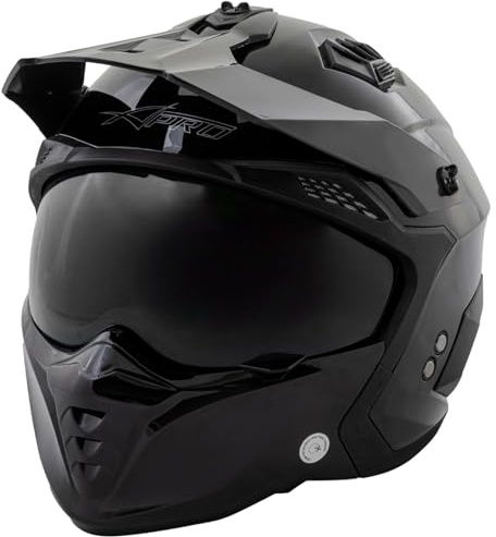 A-PRO SRL Casque Moto Jet Cafe Racer Homologué ECE 22-06 Visière Scooter Custom Noir L