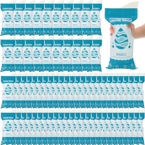 Nuogo 100 Pcs Disposable Urine Bag 800cc Portable Emergency Pee Bags for Men Women Unisex Urinal Bag for Travel Traffic Jams Camping Hiking Long Flights
