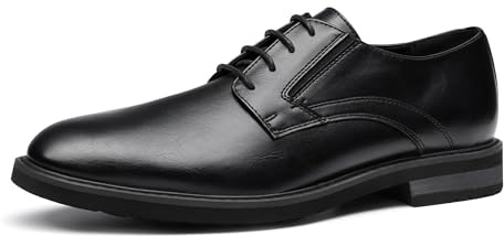 Bruno Marc Scarpe Oxford Uomo in Pelle Stringate Derby Basse Oxford Vintage Elegante,Size 45,Nero,BMEMOX2502