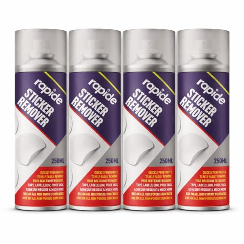 4x BH Sticker Remover Spray, 250ML, Pack of 4, Quickly Penetrates to Remove Tape, Labels, Gum, Price Tags, Adhesive Residue