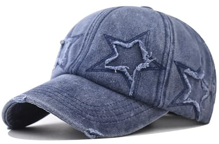 GEEKPC Vintage Washed Cotton Baseball Cap with Distressed Star Embroidery - Unisex Adjustable Hat for Outdoor Sports, Hiking, Golf, Tennis, Casual Streetwear and Travel, Soft Breathable Pure