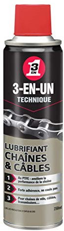 3-EN-UN Technique • Lubrifiant Chaîne et Câbles • Aérosol • Forte adhérence • Protection anticorrosion • Sans silicone • 250 ML