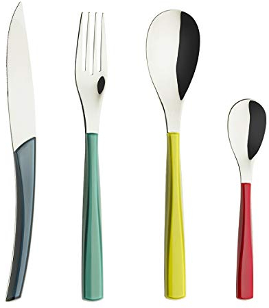 QUARTZ MIROIR MULTICOLORE - COFFRET DE 24 COUVERTS LAME SCIE