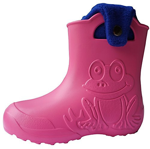 Stivali da Pioggia per Bambini con Fodera Rimovibile Materiale Eva Rosa Fodera con Bottone a Pressione 24/25 EU
