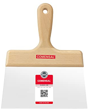 COMENSAL® Stainless Steel Coated Knife 200 mm - Flat Blade Front Spatula - Coating Knife with Blade - Wooden Handle - Made in EU