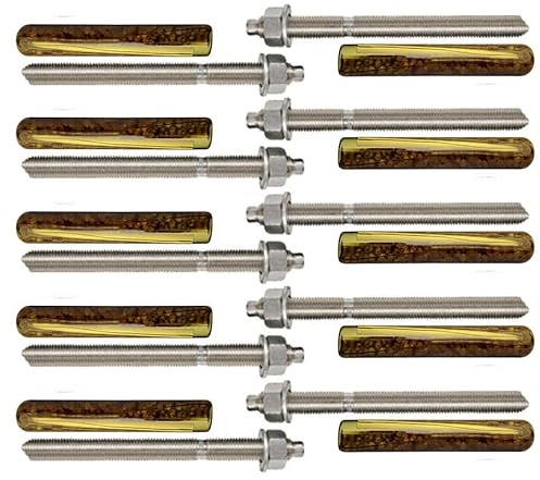 Lot de 10 fixations pour charges lourdes - Barre d'ancrage + cartouche d'ancrage composite en acier galvanisé ou acier inoxydable (acier galvanisé, M8 x 110 mm)