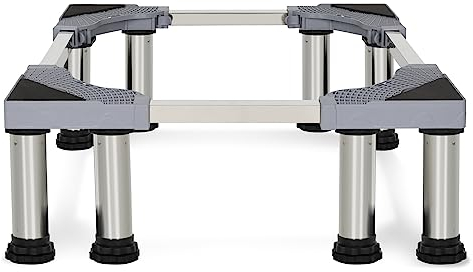 SMONTER Waschmaschinen Untergestell mit 8 Schwerlastfüßen (Höhe: 23,7-26,4cm) Waschmaschine Verschiebbarer Sockel Podest für Waschmaschine und Trockner, Kühlschrank, Hält bis 200KG