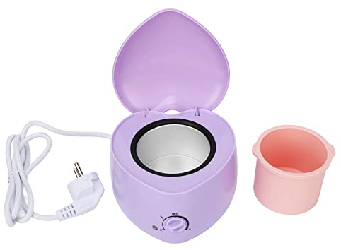 Mini Wachswärmer, Professional elektrischer Wachserhitzer, Haarentfernung Hot Wax Warmers mit Abnehmbar Silikon Innen Tank, Wachs Wärmer zur Haarentfernung für zuhause, Lila (EU-Stecker 220V)