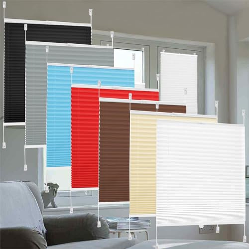 Klemmfix Estor Enrollable 35 x 100 cm Klemmfix sin taladrar, Tejido, Sin Taladrar Persiana Polyester Estores para Ventanas para Puertas y Ventanas, Rojo