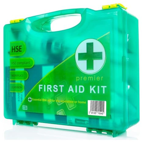 Premier HSE Approved First Aid Kit, Wall-Mounted Hard Case, Complete Accident Safety Set for 1-10 People, Ideal for Home, Office, Workplace, and Emergency Use