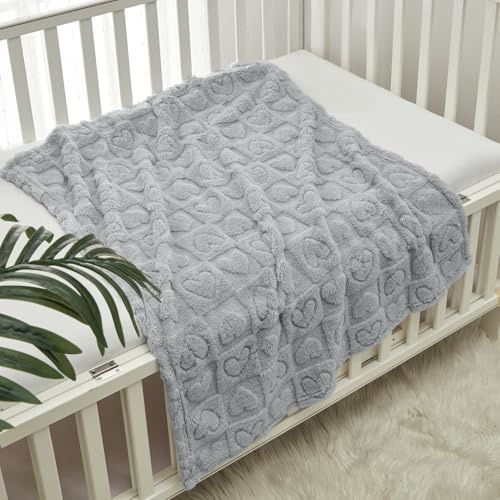 CREVENT Coperta per bambini in sherpa, 76 x 100 cm, morbida e calda, essenziale per neonati, regalo per baby shower, 75 x 100 cm, con sacchetto regalo con nastro
