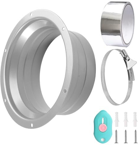 URHRHU Bride de Rraccordement en métal Ø120 mm Bride de Rraccordement Bride en Métal Bride de Connecteur de Conduit Connecteur Adaptateur de Conduit d'échappement pour Tuyau de Ventilation Flexible