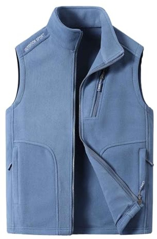 Gefomuofe Chaleco de forro polar para hombre de invierno cálido para exteriores, chaqueta sin mangas con cuello alto, bolsillos insertables, chaleco de forro polar corto, chaleco de trabajo ligero y