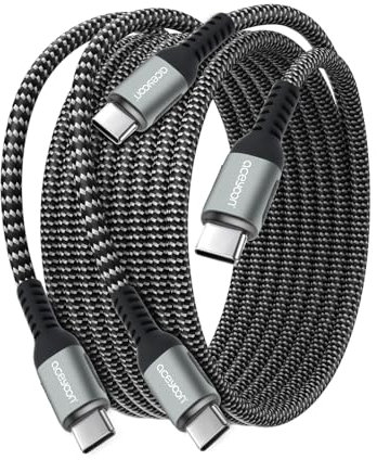 aceyoon 240W Cable USB C a USB C 2 m, 2 unidades 5 A PD cable de carga rápida USB C con chip E-marcador compatible con QC3.0 para iPhone 17 16 15 Series, para MacBook, para Galaxy, para Huawei