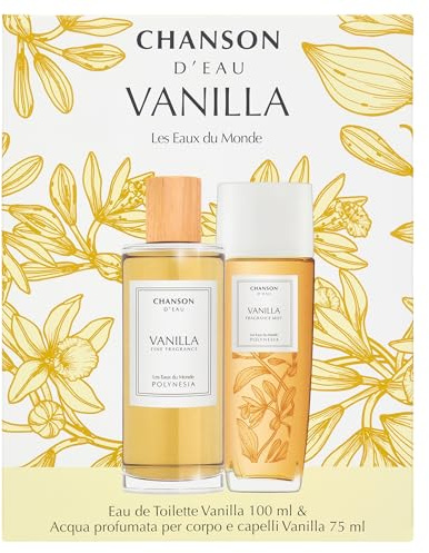 Chanson d'Eau, Cofanetto Regalo Donna Les Eaux du Monde, Vanilla, Confezione con Eau de Toilette 100 ml e Acqua Profumata per Corpo e Capelli 75 ml, Profumo alla Vaniglia