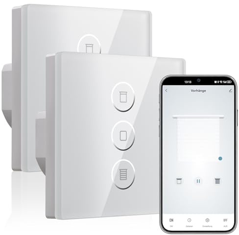 HeuxGir WiFi Roller Shutter Switch, Surface-Mounted Compatible with Alexa/Google Home/Smart Life, Wifi Blinds Roller Shutter Control Requires Zero Conductor