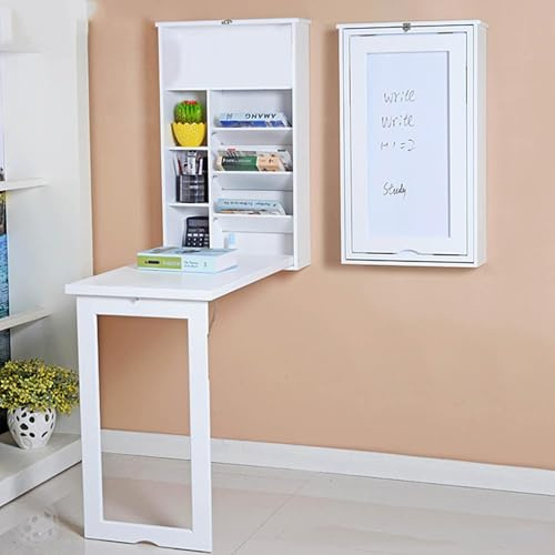 Misorat Wand-Klapptisch, Haushalt tragbarer Tisch Wohnzimmer Wand-Schreibtisch Bar-Klapptisch Schreibtisch Platz sparen,White
