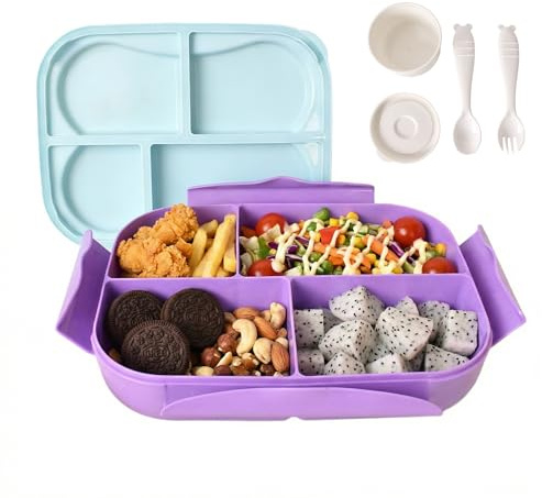 Kaiyzo Fiambrera con 4 Compartimentos 1000ml Fiambreras Comida Trabajo Hermetica Fiambrera Infantil para Microondas y Lavavajillas, Lunchbox Loncheras para Adultos Niños Escuela Trabajo Picnic