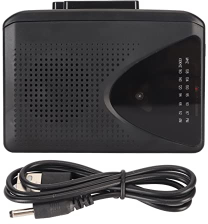 POENVFPO Lecteur de Cassettes Portable, avec Prise 3,5 Mm et Haut-Parleur, Deux Modes de Lecture, Radio FM AM Stéréo, Lecteur de Cassettes USB pour Le Quotidien (Black)